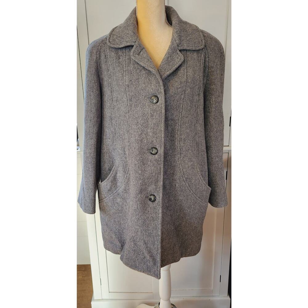 Cabin Creek Women's Gray Button Down Pockets Wool Blend Peacoat Plus 14